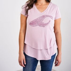 Latched Mama special edition boyfriend nursing tee! Sweet mama/baby whale design